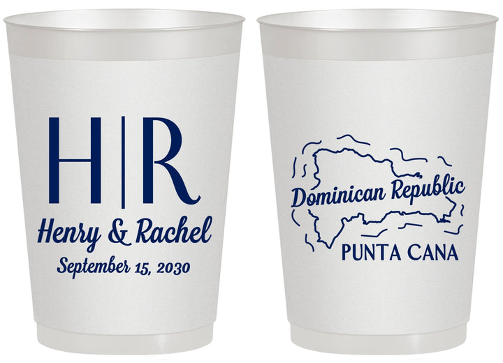 Personalized Wedding 20 oz Frosted Cups - Domincan Republic | 522