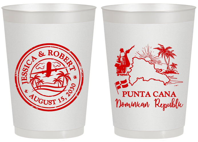 Personalized Wedding 20 oz Frosted Cups - Domincan Republic | 523