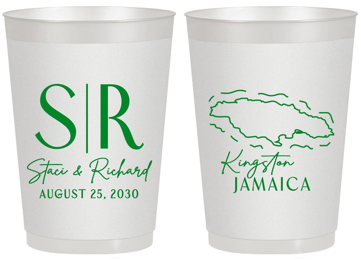 Personalized Wedding 20 oz Frosted Cups - Jamaica | 530
