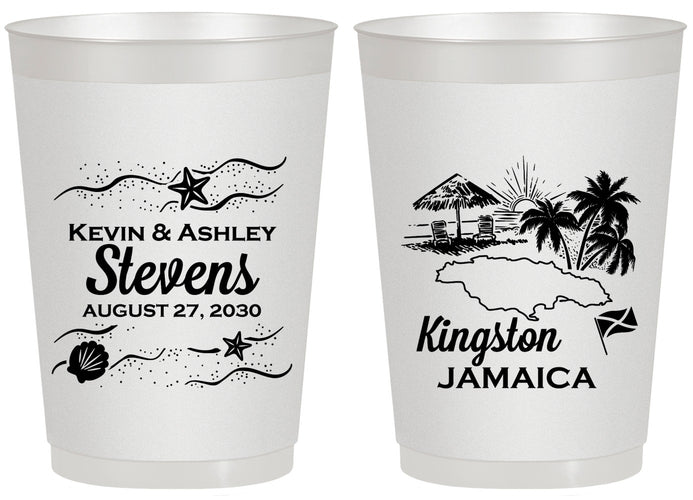 Personalized Wedding 20 oz Frosted Cups - Jamaica | 531