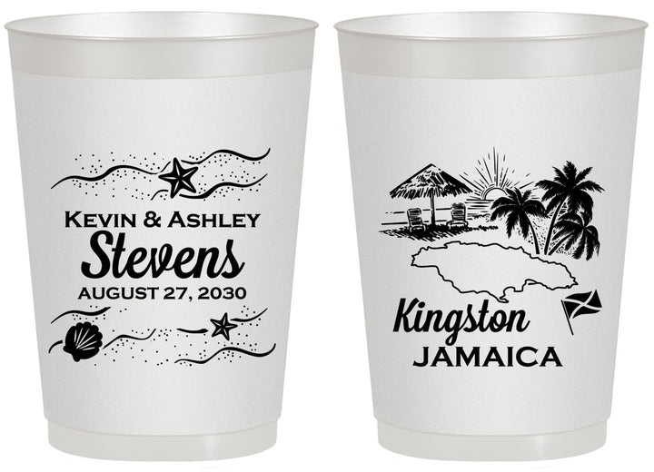 Personalized Wedding 20 oz Frosted Cups - Jamaica | 531