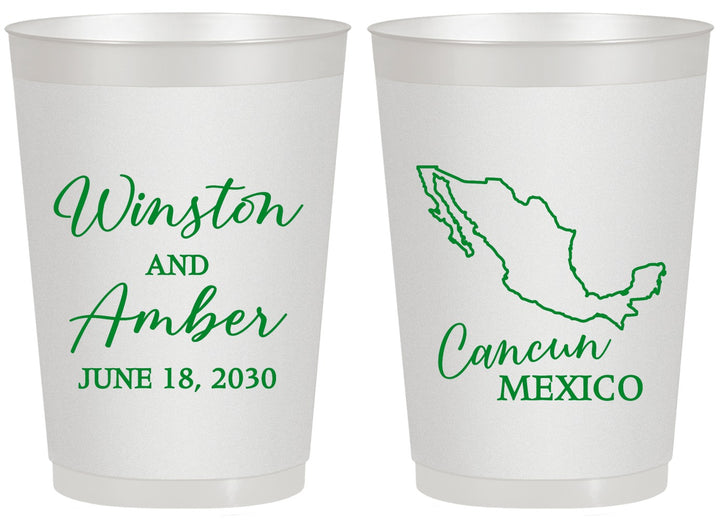Personalized Wedding 20 oz Frosted Cups - Mexico | 534