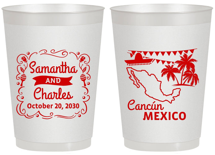 Personalized Wedding 20 oz Frosted Cups - Mexico | 535