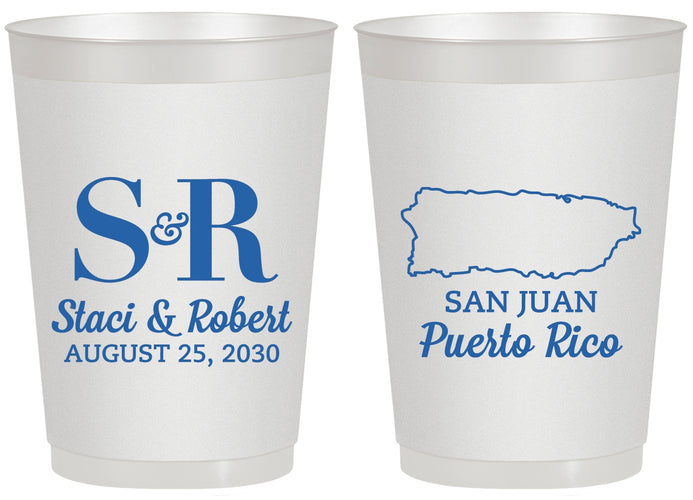 Personalized Wedding 20 oz Frosted Cups - Puerto Rico | 538