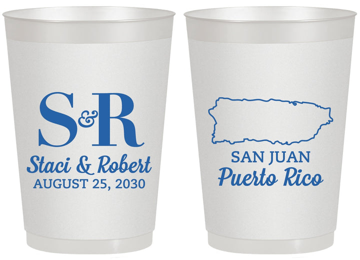 Personalized Wedding 20 oz Frosted Cups - Puerto Rico | 538