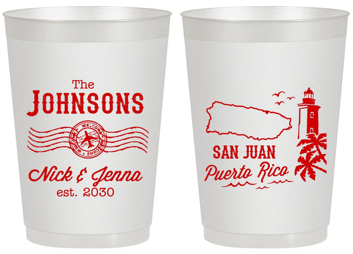 Personalized Wedding 20 oz Frosted Cups - Puerto Rico | 539