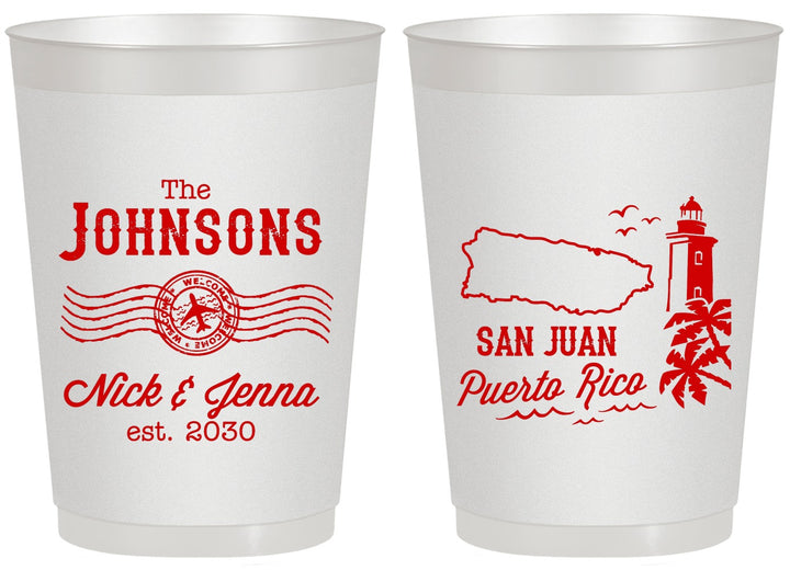 Personalized Wedding 20 oz Frosted Cups - Puerto Rico | 539