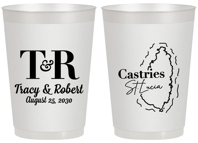 Personalized Wedding 20 oz Frosted Cups - St Lucia | 540