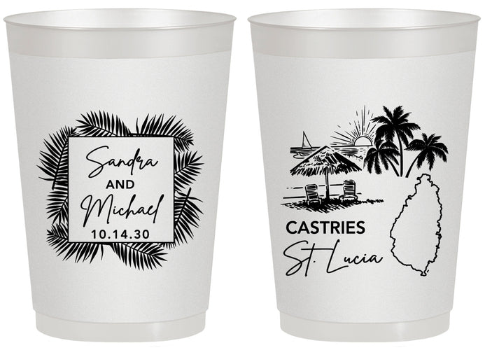 Personalized Wedding 20 oz Frosted Cups - St Lucia | 541