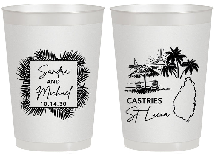Personalized Wedding 20 oz Frosted Cups - St Lucia | 541