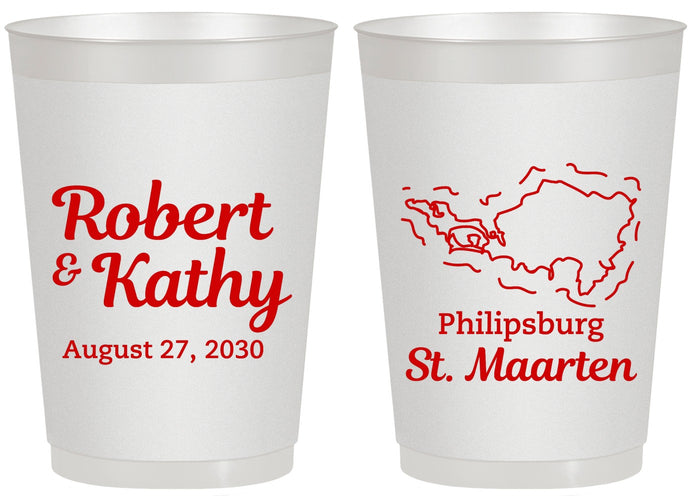 Personalized Wedding 20 oz Frosted Cups - St Maarten | 542