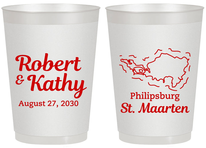 Personalized Wedding 20 oz Frosted Cups - St Maarten | 542