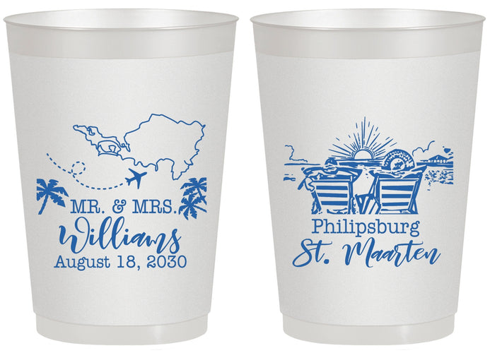 Personalized Wedding 20 oz Frosted Cups - St Maarten | 543