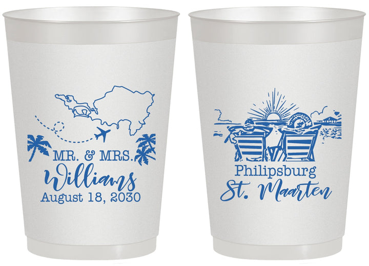 Personalized Wedding 20 oz Frosted Cups - St Maarten | 543