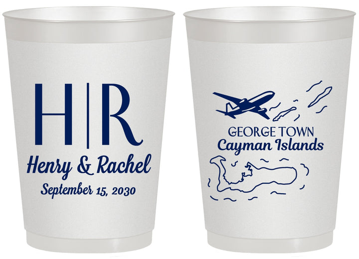 Personalized Wedding 20 oz Frosted Cups - Cayman Island | 544