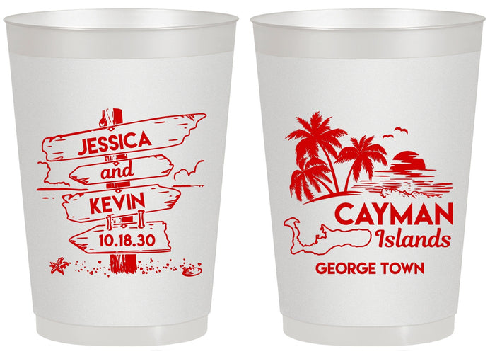 Personalized Wedding 20 oz Frosted Cups - Cayman Island | 545