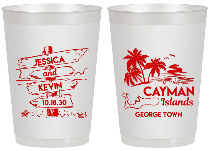 Personalized Wedding 20 oz Frosted Cups - Cayman Island | 545