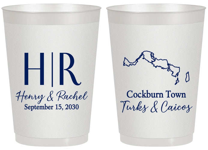 Personalized Wedding 20 oz Frosted Cups - Turks And Caicos | 546