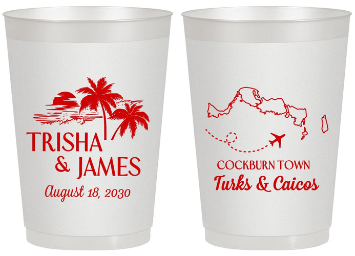Personalized Wedding 20 oz Frosted Cups - Turks And Caicos | 547