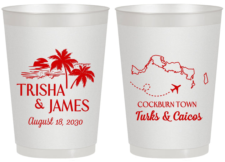 Personalized Wedding 20 oz Frosted Cups - Turks And Caicos | 547
