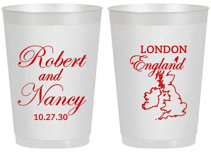 Personalized Wedding 20 oz Frosted Cups - England | 548