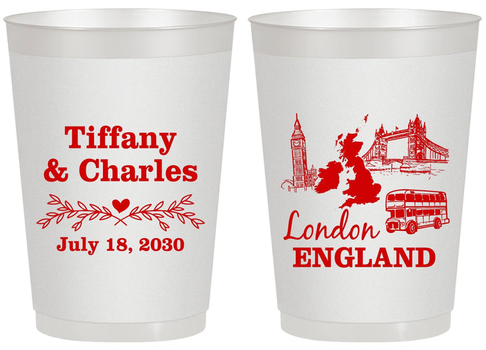 Personalized Wedding 20 oz Frosted Cups - England | 549