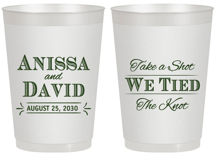 Personalized Wedding 20 oz Frosted Cups - Take A Shot We Tied The Knot | 551