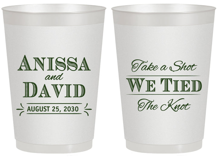 Personalized Wedding 20 oz Frosted Cups - Take A Shot We Tied The Knot | 551