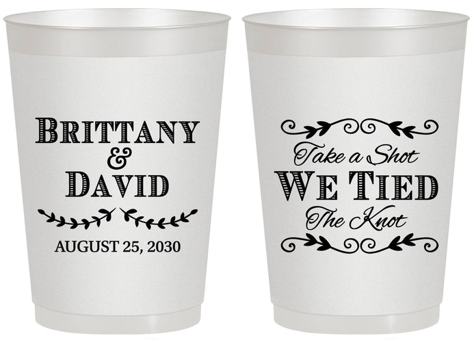 Personalized Wedding 20 oz Frosted Cups - Take A Shot We Tied The Knot | 552