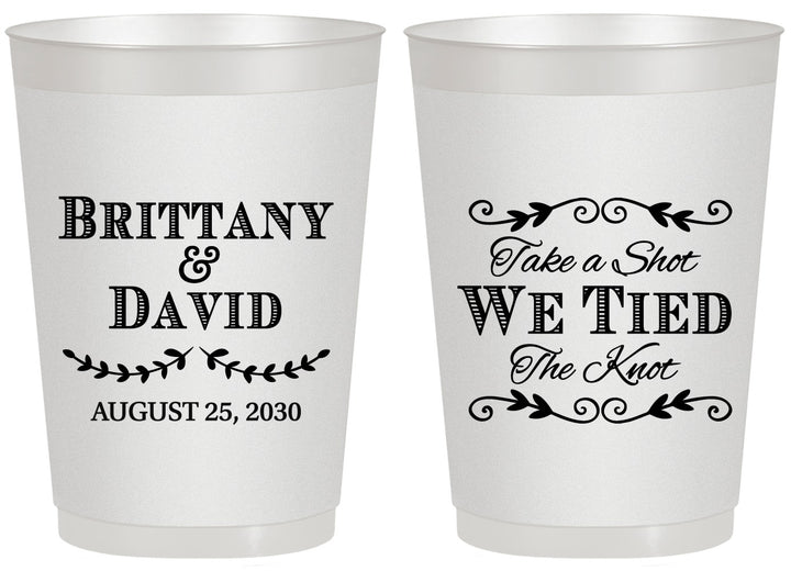 Personalized Wedding 20 oz Frosted Cups - Take A Shot We Tied The Knot | 552