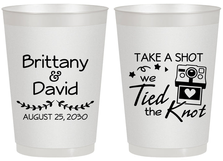 Personalized Wedding 20 oz Frosted Cups - Take A Shot We Tied The Knot | 553