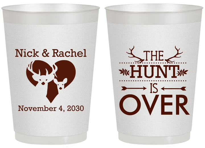 Personalized Wedding 20 oz Frosted Cups - The Hunt Is Over | 554