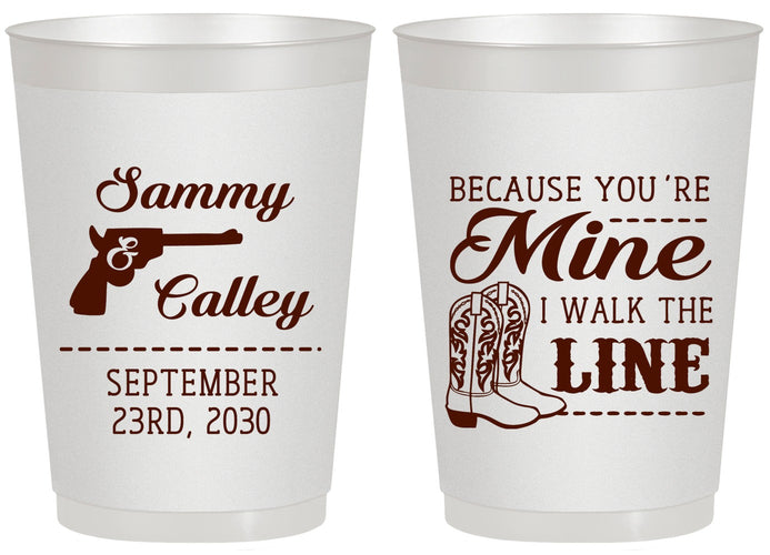 Personalized Wedding 20 oz Frosted Cups - I Walk The Line | 555