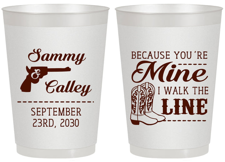 Personalized Wedding 20 oz Frosted Cups - I Walk The Line | 555