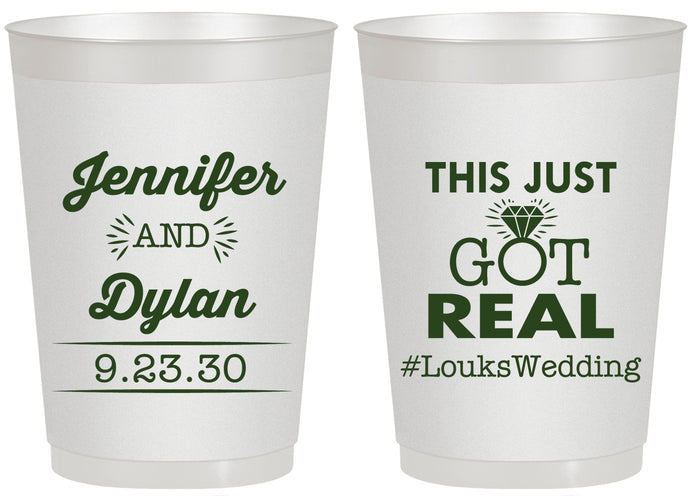 Personalized Wedding 20 oz Frosted Cups - Just Got Real | 557