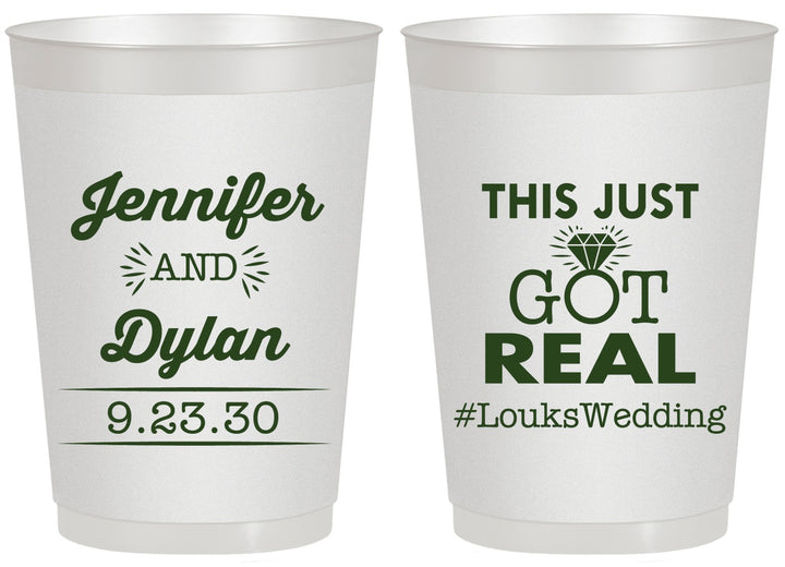 Personalized Wedding 20 oz Frosted Cups - Just Got Real | 557