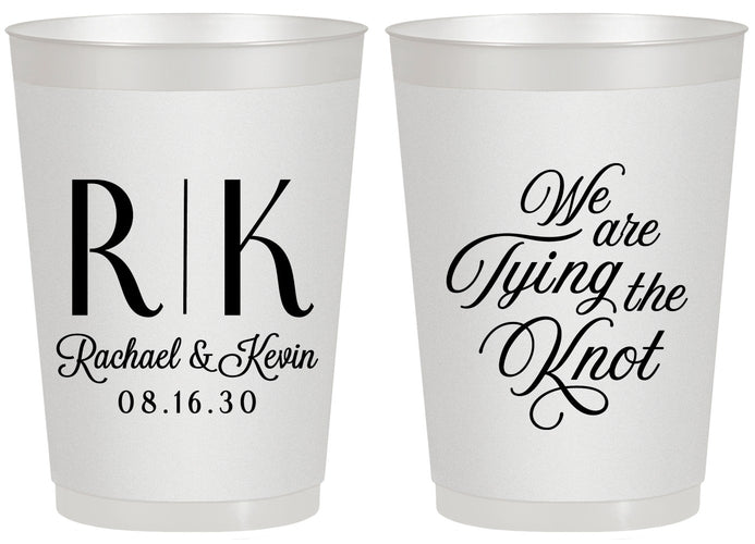 Personalized Wedding 20 oz Frosted Cups - Monogram Tying Knot | 559