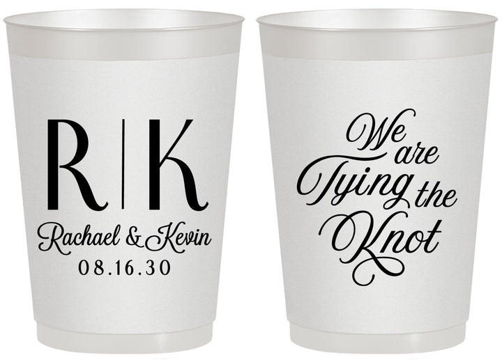 Personalized Wedding 20 oz Frosted Cups - Monogram Tying Knot | 559