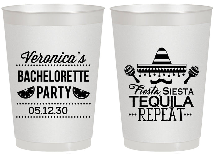 Personalized Bachelorette 20 oz Frosted Cups - Fiesta Siesta Tequila Repeat | 60000