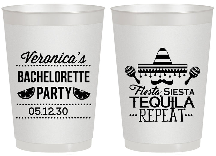 Personalized Bachelorette 20 oz Frosted Cups - Fiesta Siesta Tequila Repeat | 60000