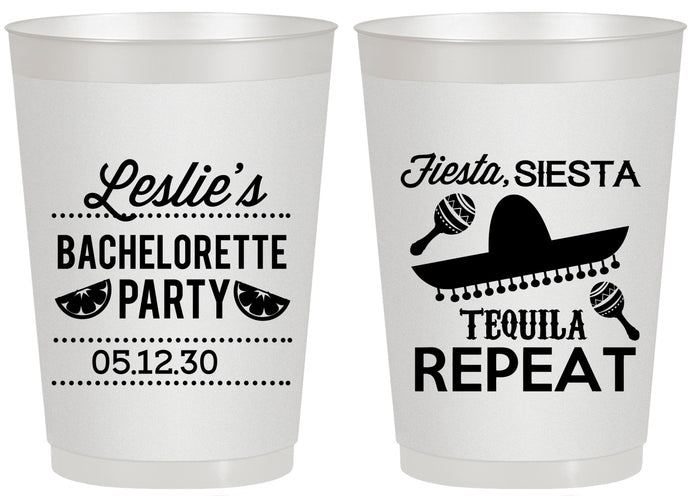 Personalized Bachelorette 20 oz Frosted Cups - Fiesta Siesta Tequila Repeat | 60003