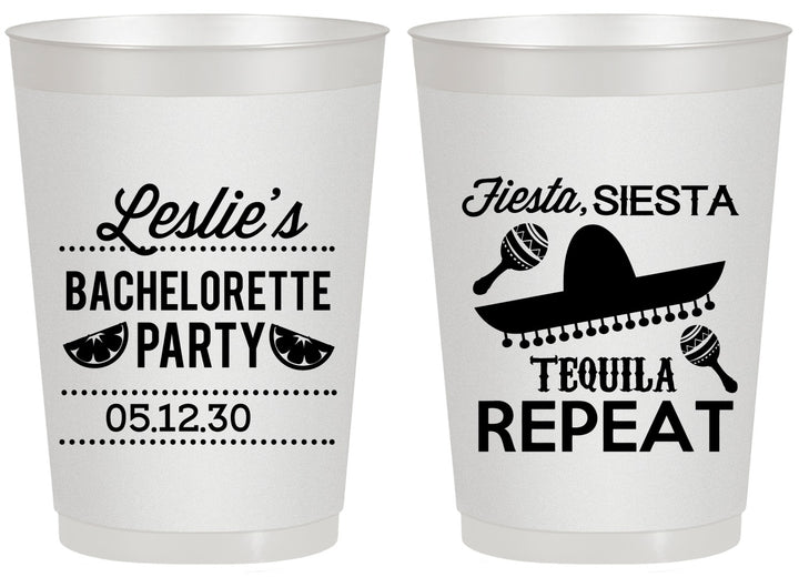 Personalized Bachelorette 20 oz Frosted Cups - Fiesta Siesta Tequila Repeat | 60003