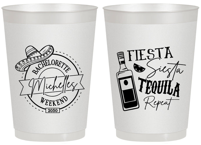 Personalized Bachelorette 20 oz Frosted Cups - Fiesta Siesta Tequila Repeat | 60004