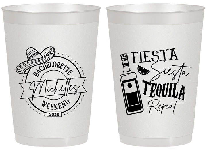 Personalized Bachelorette 20 oz Frosted Cups - Fiesta Siesta Tequila Repeat | 60004