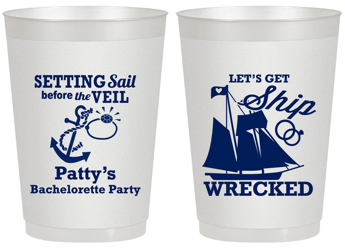 Personalized Bachelorette 20 oz Frosted Cups - Lets Get Ship Wrecked | 60011