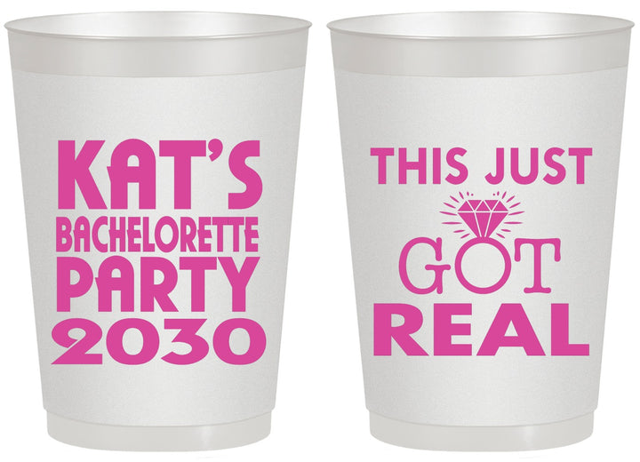 Personalized Bachelorette 20 oz Frosted Cups - This Just Got Real | 60013