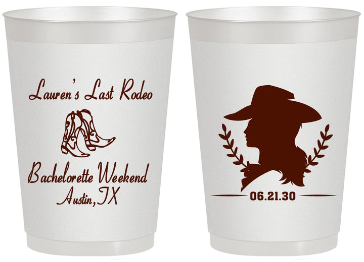 Personalized Bachelorette 20 oz Frosted Cups - Last Rodeo | 60022