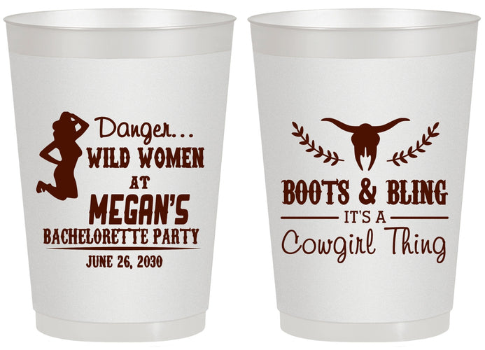 Personalized Bachelorette 20 oz Frosted Cups - Boots And Bling | 60023