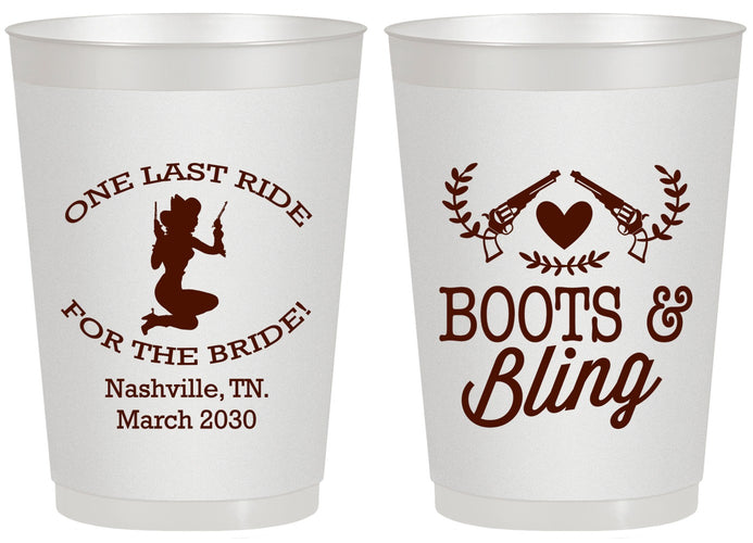 Personalized Bachelorette 20 oz Frosted Cups - One Last Ride | 60024