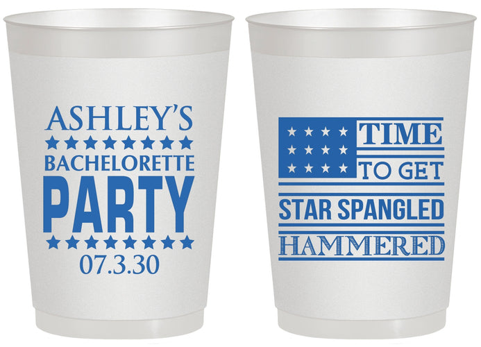 Personalized Bachelorette 20 oz Frosted Cups - Star Spangled Hammered | 60025
